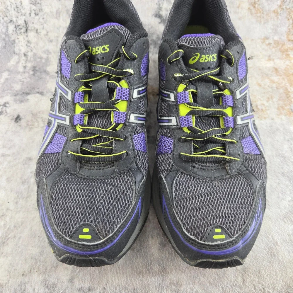 ASICS GEL Venture 4 Trail Running Shoes Womens 7 Black Purple T383N Gym Fitness